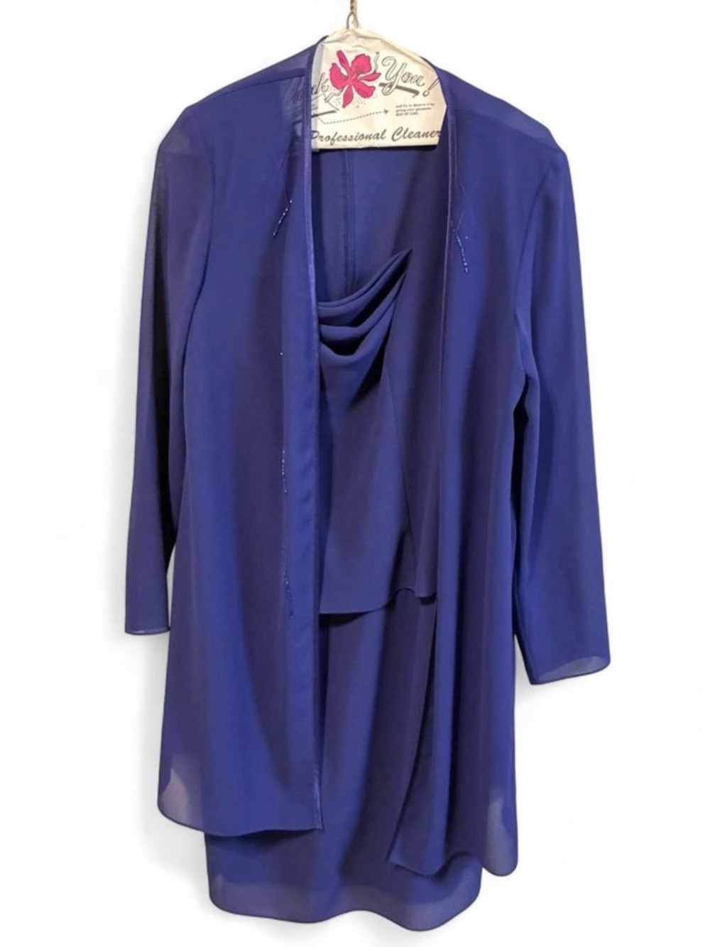 Vintage Patra Lilac/Purple 2-Piece Chiffon Dress & Duster Set - Size 12